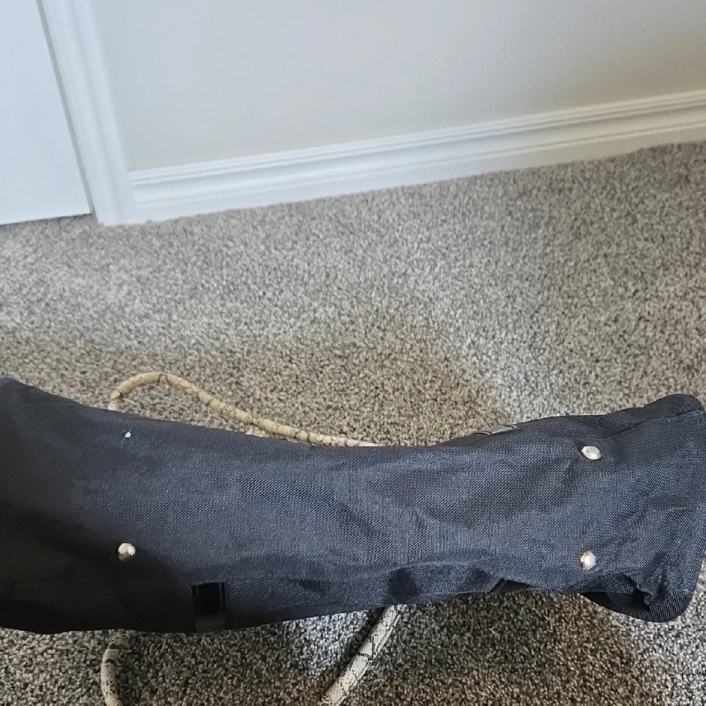 Black Tote Bag with Woven Handles